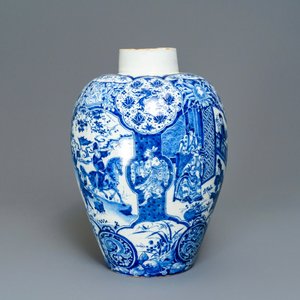 An exceptional and large Dutch Delft blue and white chinoiserie vase, 17/18th C. — photo 3