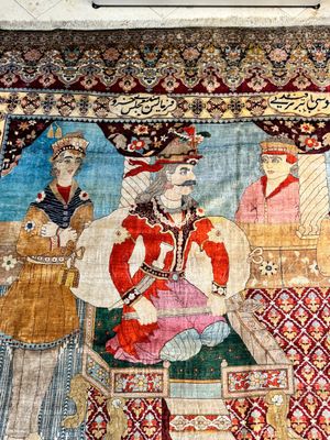 An exceptional and large embroidered silk 'Shahnameh' carpet, signed Musa Baft Tabriz, Tabriz, Iran, 20th C. — photo 3