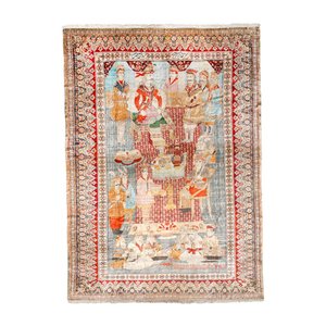 An exceptional and large embroidered silk 'Shahnameh' carpet, signed Musa Baft Tabriz, Tabriz, Iran, 20th C. — photo 1