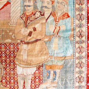 An exceptional and large embroidered silk 'Shahnameh' carpet, signed Musa Baft Tabriz, Tabriz, Iran, 20th C. — photo 4