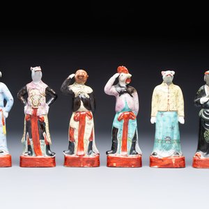 An exceptional complete set of twelve Chinese famille rose zodiac figures, Ge Yi Tai Zao 戈益泰造 marks, Republic — 照片 9