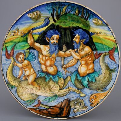 An exceptional Italian maiolica dish, ca. 1540, Padua or Verona, attr. to Giulio da Urbino