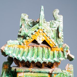 An exceptional large inscribed Chinese sancai-glazed pagoda, dated 1550, Ming — photo 22
