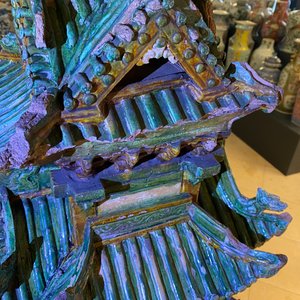 An exceptional large inscribed Chinese sancai-glazed pagoda, dated 1550, Ming — photo 43