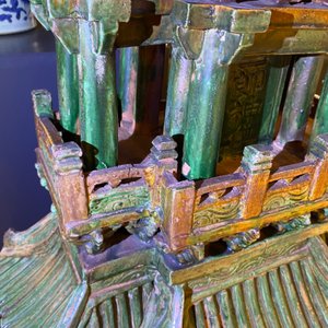 An exceptional large inscribed Chinese sancai-glazed pagoda, dated 1550, Ming — photo 55