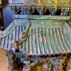 An exceptional large inscribed Chinese sancai-glazed pagoda, dated 1550, Ming — photo 57