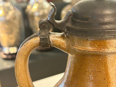An exceptionally fine pewter-lidded stoneware bellarmine jug with portrait medallions, Cologne, Germany, 2nd quarter 16th C. — photo 13