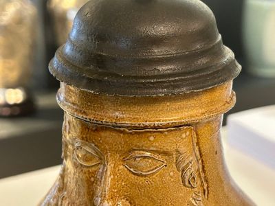 An exceptionally fine pewter-lidded stoneware bellarmine jug with portrait medallions, Cologne, Germany, 2nd quarter 16th C. — photo 18