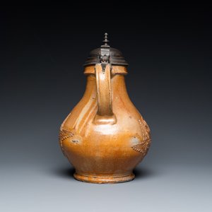 An exceptionally fine pewter-lidded stoneware bellarmine jug with portrait medallions, Cologne, Germany, 2nd quarter 16th C. — photo 4