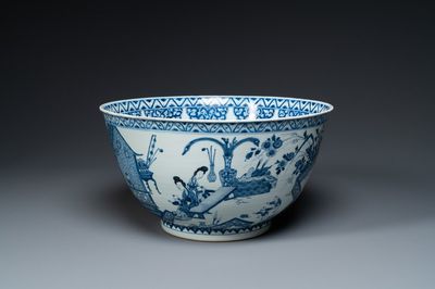 An exceptionally large Chinese blue and white bowl, Kangxi