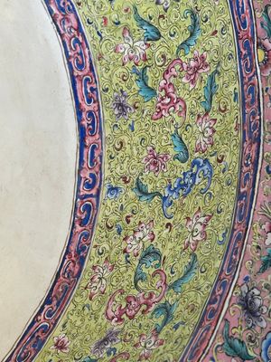 An exceptionally large Chinese Canton enamel basin with floral design, Yongzheng — photo 12
