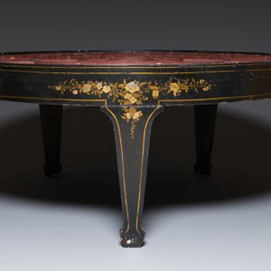 An exceptionally large Chinese Canton enamel rice table or sweetmeat set in its original Canton gilt-lacquered presentation table, 18/19th C. — photo 8