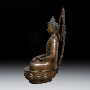 An exceptionally large Nepalese bronze figure of Buddha, 19th C. — foto 4