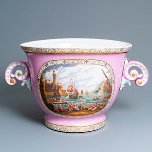 An exceptionally large 'Pompadour' pink-ground porcelain jardinière, possibly Sèvres, 19th C. — photo 1