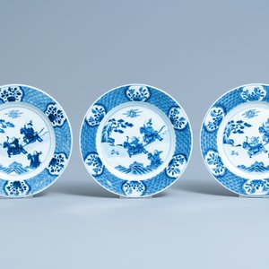 An extensive Chinese blue and white 'hunting scene' service, 18/19th C. — 照片 46