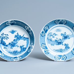 An extensive Chinese blue and white 'hunting scene' service, 18/19th C. — 照片 59