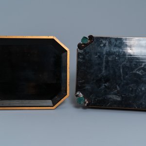 An extensive Chinese Canton export gilt and lacquer gaming box with mother-of-pearl accessories, 19th C. — photo 39