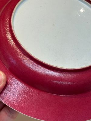 An extremely fine pair of Chinese famille rose ruby-back eggshell plates with a lady and playing boys, Yongzheng — photo 33