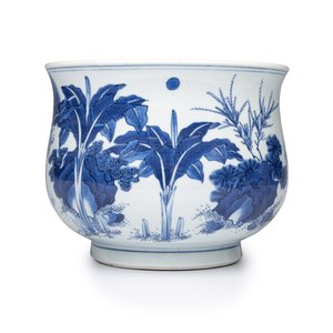 An extremely rare and fine Chinese blue and white 'Liu Zi Xi Mi Le 六子戲彌勒' censer — 照片 5