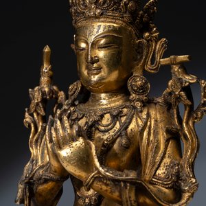 An extremely rare and fine Chinese gilt-bronze Buddha, inscribed 大明正統己未金川比丘昌靜捐資命工造, Zhengtong mark and of the period, dated 1439 — photo 2