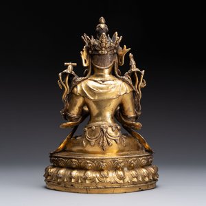 An extremely rare and fine Chinese gilt-bronze Buddha, inscribed 大明正統己未金川比丘昌靜捐資命工造, Zhengtong mark and of the period, dated 1439 — photo 6