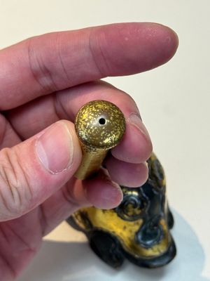 An extremely rare and fine Chinese gilt-bronze tortoise-form water dropper and cover, Song — photo 17