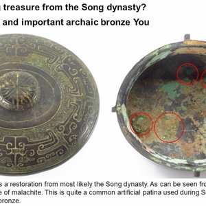 An extremely rare and important Chinese archaic bronze ritual wine vessel and cover, 'You' 卣, Shang dynasty, Yinxu period — 照片 7