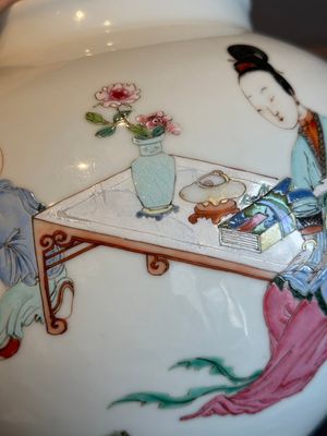 An extremely rare Chinese famille rose globular 'lady and boys' jar, Yongzheng — photo 9