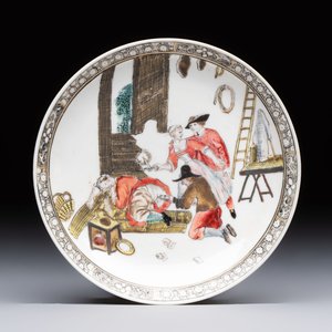 An extremely rare Chinese famille rose 'L'Apoticaire Charitable' cup and saucer, Yongzheng/Qianlong — 照片 2