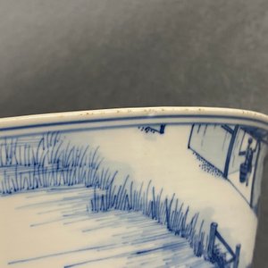 An imperial Chinese blue and white 'rice production' bowl, Kangxi mark and of the period — 照片 20