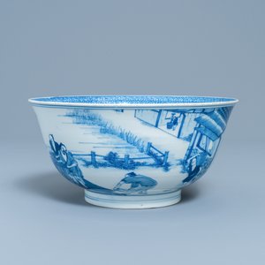 An imperial Chinese blue and white 'rice production' bowl, Kangxi mark and of the period — 照片 2