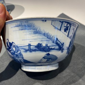 An imperial Chinese blue and white 'rice production' bowl, Kangxi mark and of the period — 照片 38