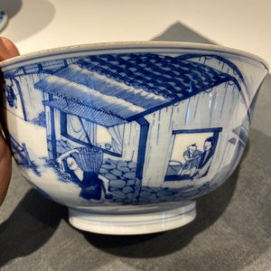 An imperial Chinese blue and white 'rice production' bowl, Kangxi mark and of the period — 照片 40