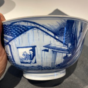 An imperial Chinese blue and white 'rice production' bowl, Kangxi mark and of the period — 照片 41