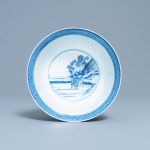 An imperial Chinese blue and white 'rice production' bowl, Kangxi mark and of the period — 照片 5