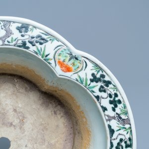 An imperial Chinese famille verte cinquefoil jardinière, Kangxi mark and of the period — 照片 37