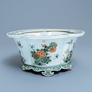 An imperial Chinese famille verte cinquefoil jardinière, Kangxi mark and of the period — 照片 4