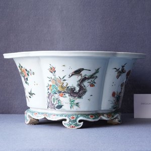 An imperial Chinese famille verte cinquefoil jardinière, Kangxi mark and of the period — 照片 76
