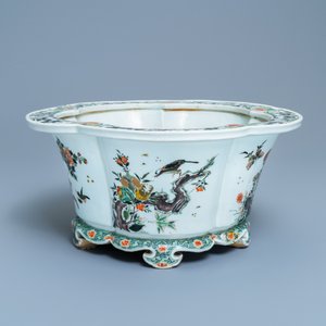 An imperial Chinese famille verte cinquefoil jardinière, Kangxi mark and of the period — 照片 8