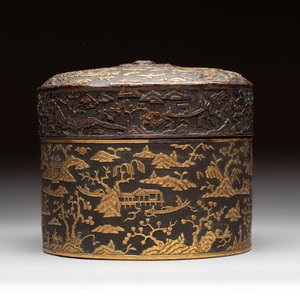 An imperial Vietnamese gold and silver-inlaid cylindrical tea box and cover, Hợp kim gồm ba lượng chín phân vàng bảy phân đồng  mark, 18/19th C. — photo 2