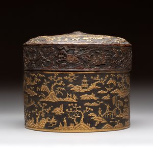 An imperial Vietnamese gold and silver-inlaid cylindrical tea box and cover, Hợp kim gồm ba lượng chín phân vàng bảy phân đồng  mark, 18/19th C. — photo 3