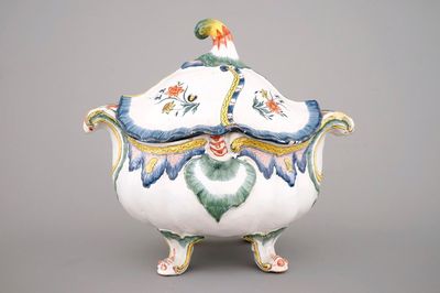 An important Brussels faience soup tureen, 18th C.