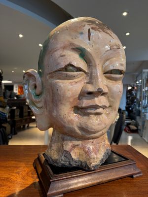 An imposing Chinese sancai glazed stoneware head of a monk, Yuan/Ming — 照片 5