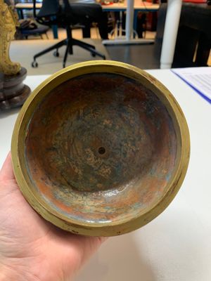 An impressive Chinese cloisonné 'dragon' censer and cover on wooden stand, Qianlong mark and of the period — photo 7