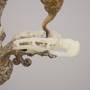 An impressive Chinese silver and jade candlestick, with turquoise and coral insets, 19th C. — 照片 9