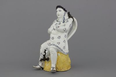 An impressive pewter-mounted Brussels faience "Jacqueline" jug, 18th C.