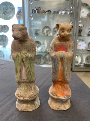 An impressive set of 12 Chinese cold painted terracotta zodiac figures, Ming — photo 14