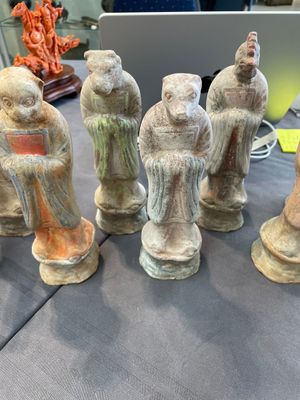 An impressive set of 12 Chinese cold painted terracotta zodiac figures, Ming — photo 2