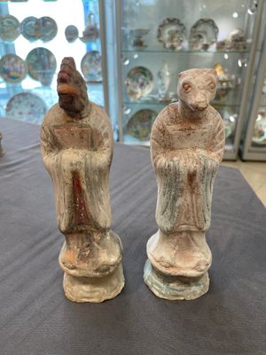 An impressive set of 12 Chinese cold painted terracotta zodiac figures, Ming — photo 26