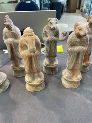 An impressive set of 12 Chinese cold painted terracotta zodiac figures, Ming — photo 3